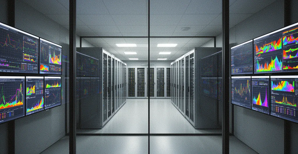 Modern data center control room showing compute capacity management for HPC workloads