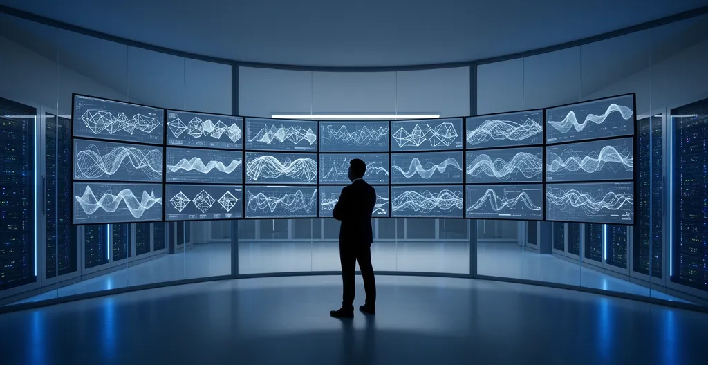 IT engineer analyzing configuration drift patterns on monitoring screens