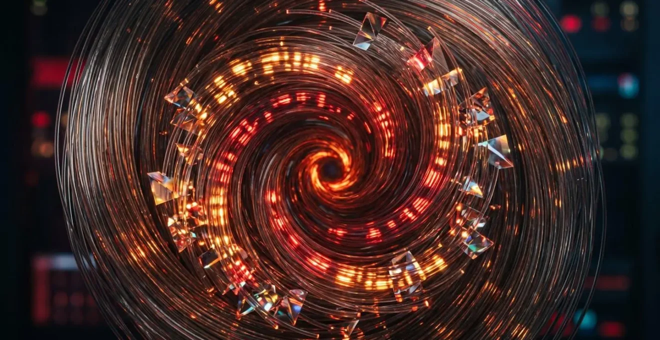 Abstract representation of cascading server failures through interconnected nodes