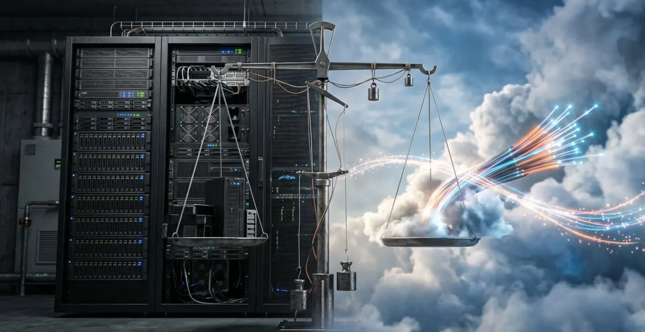 Visual comparison between on-premise hardware and cloud infrastructure costs
