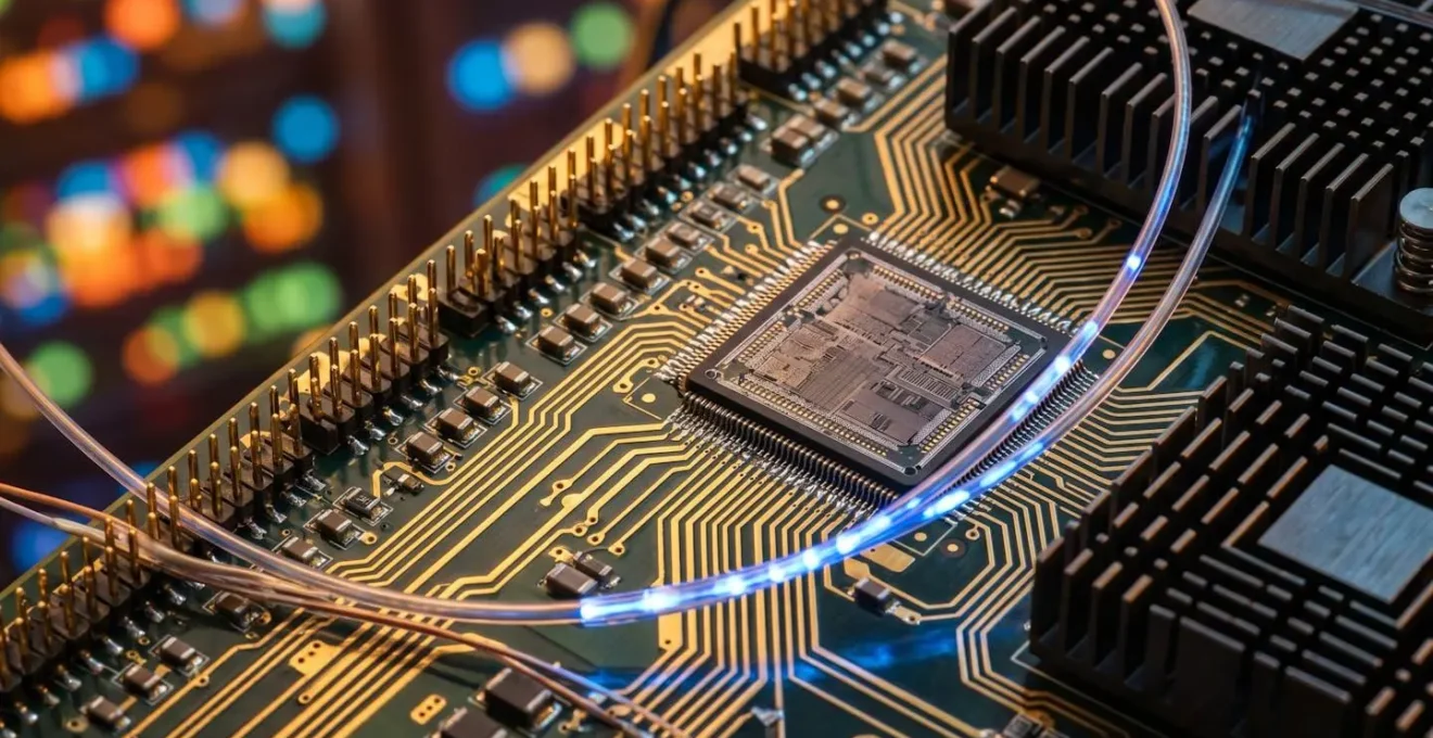 Close-up macro view of server infrastructure automation components