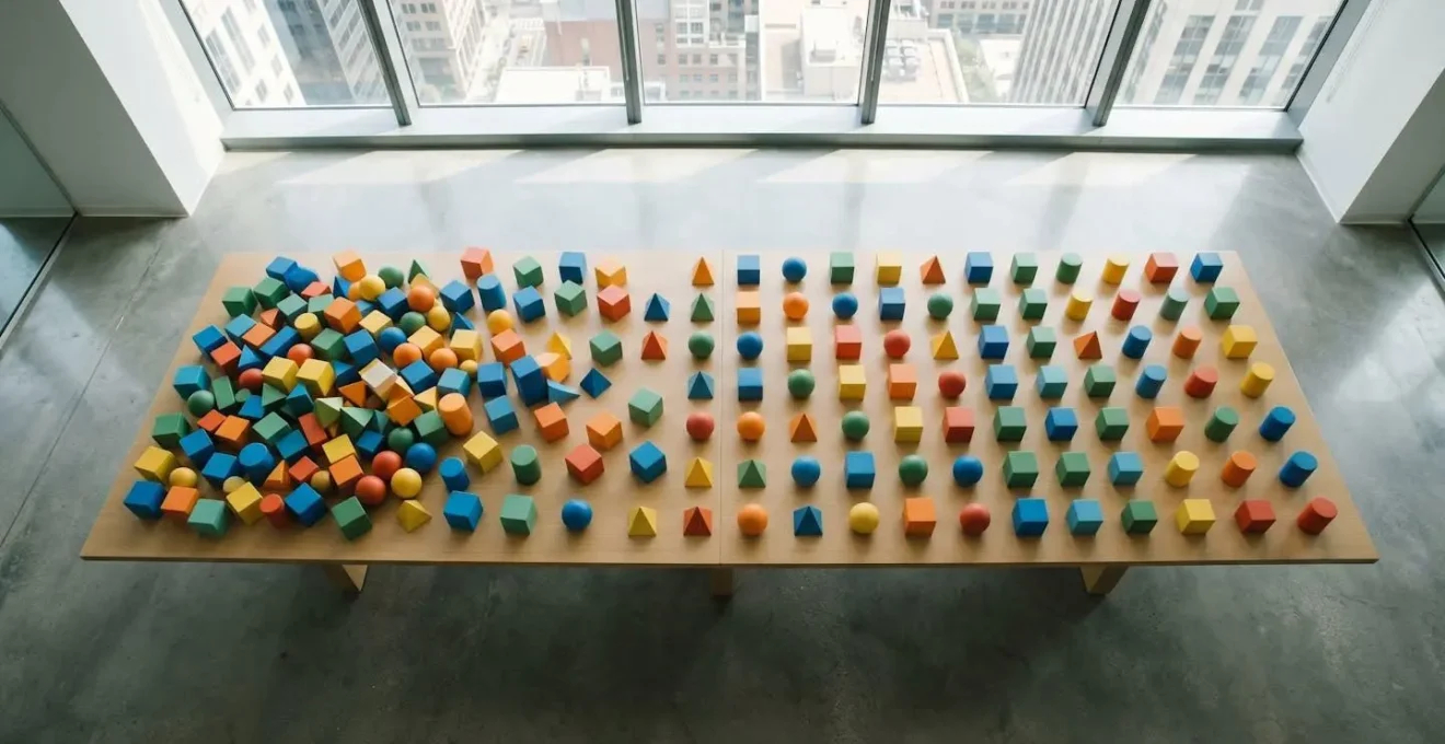 Visual representation of task prioritization for automation with abstract geometric shapes